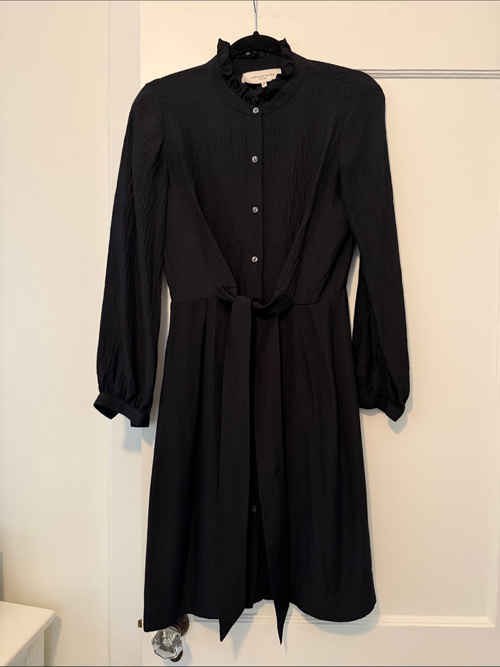 Lafayette 148 Silk shirt Black Tie-Waist Dress